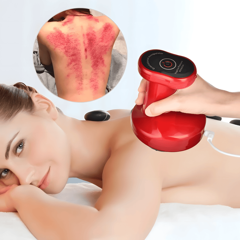 Femme avec appareil de massage sous vide