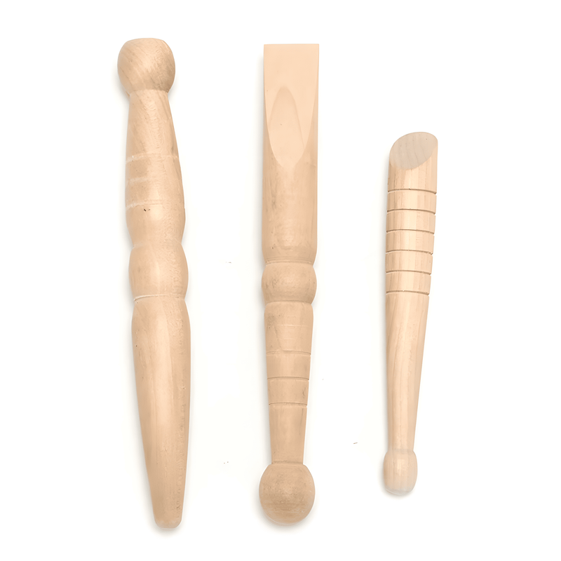 Kit 3 bâtons de réflexologie en bois clair