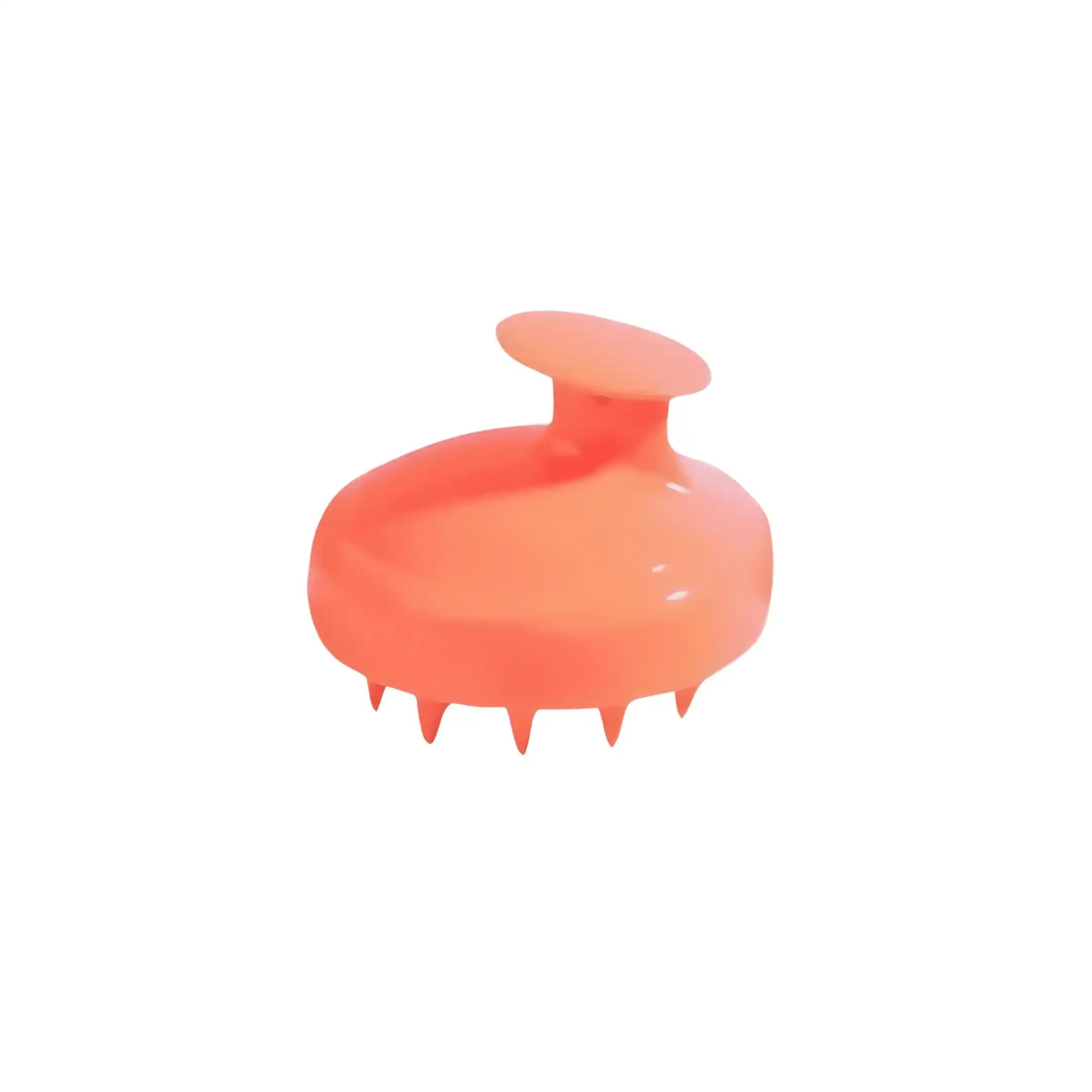 Masseur cuir chevelu en silicone orange avec une poignet 