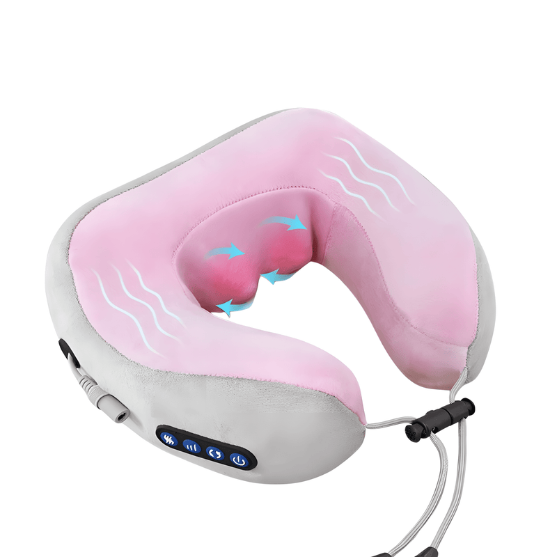 Oreiller de massage électrique pour le cou rose avec une corde