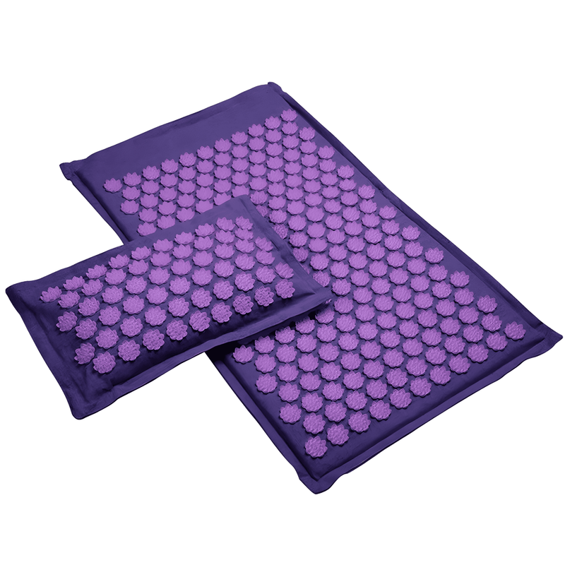 Tapis acupression avec son coussin violet